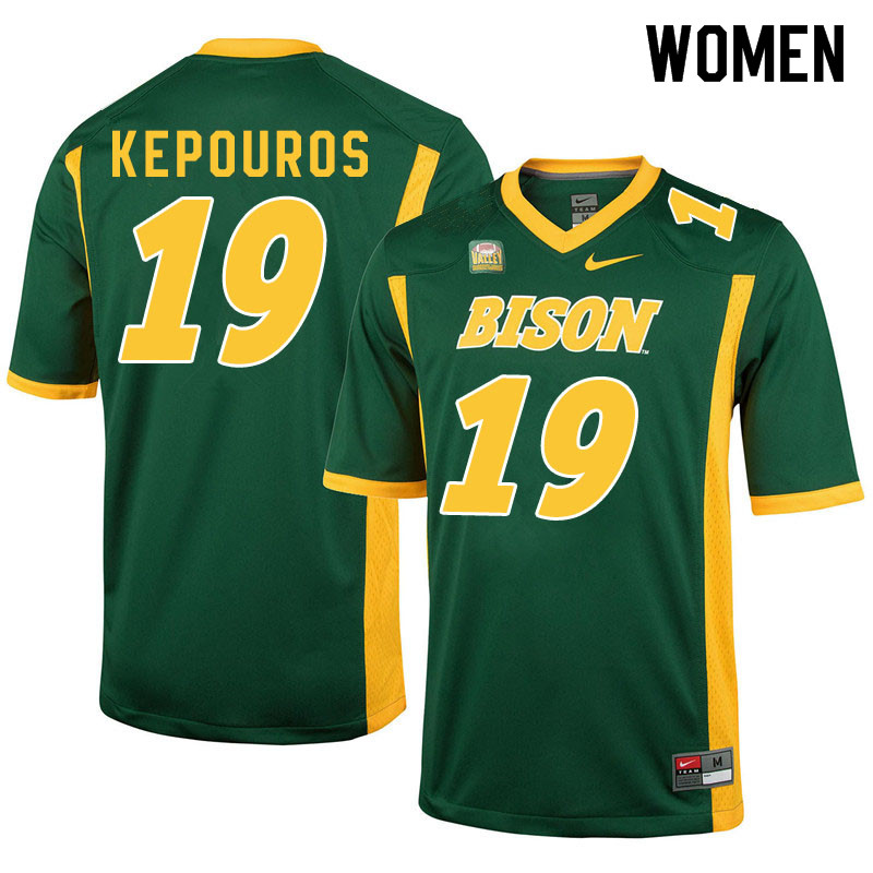 Women #19 Jimmy Kepouros North Dakota State Bison College Football Jerseys Sale-Green